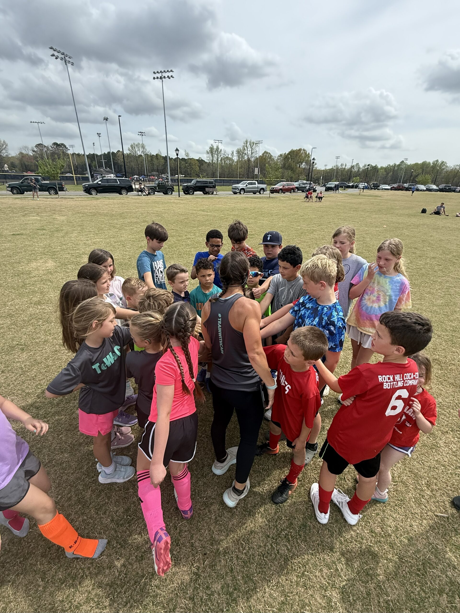 Kids group training on the field